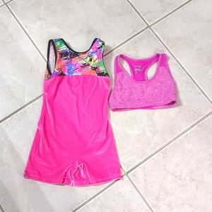 Girls medium size 8 leotard neon pink gymnastics and sports bra from Old Navy